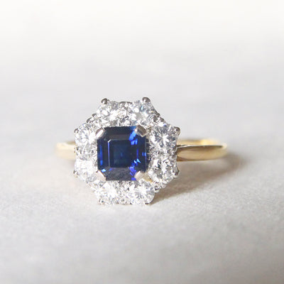 Vintage 1.25 Carat Sapphire and Diamond Cluster