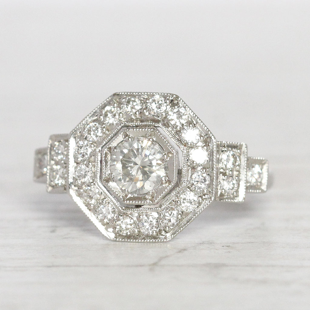 Art Nouveau Octagon Ring Art Deco Octagonal Diamond Ring Ullmann