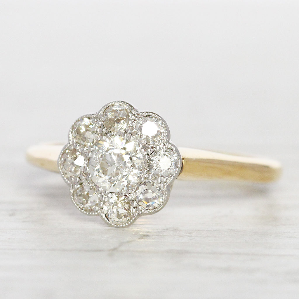 Edwardian Carat Old Cut Diamond Daisy Cluster Ring – Holts