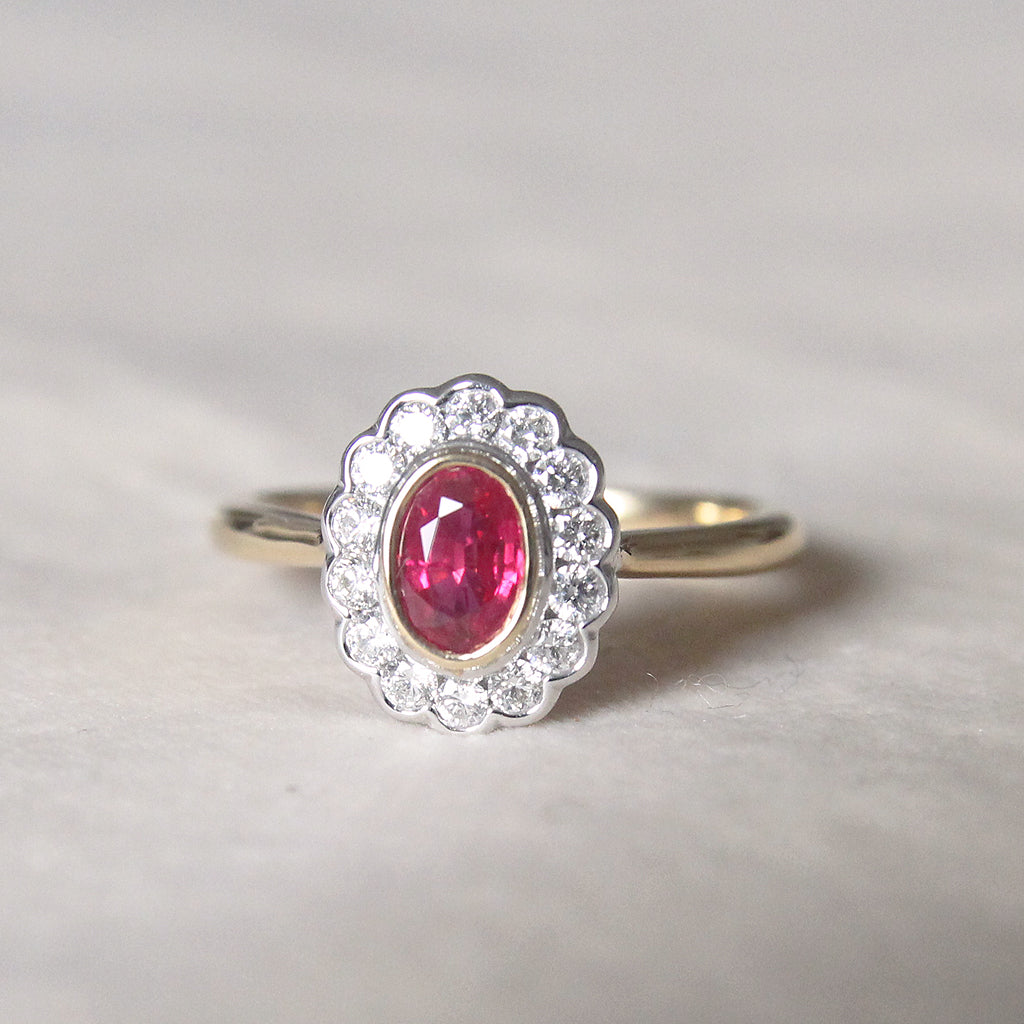 Vintage Style 0.50 Carat Ruby and Diamond Cluster