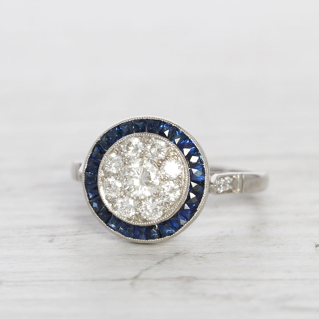 Art Deco Style Carat Diamond and Sapphire Target Ring – Holts