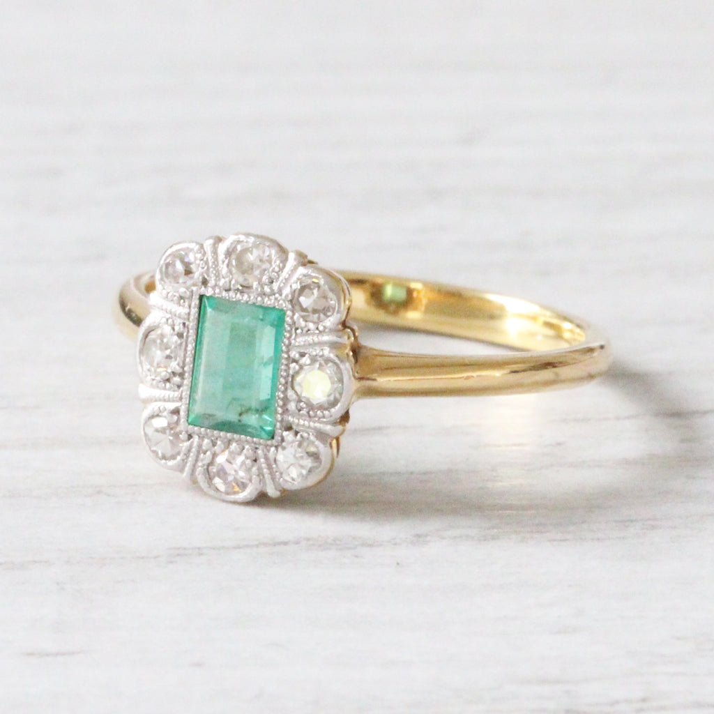 Edwardian Emerald and Diamond Cluster Ring – Holts Jewellery