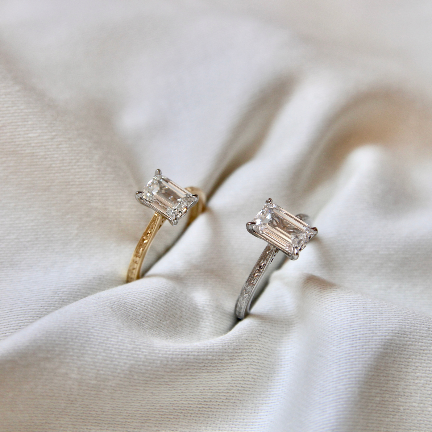 The Grace Engagement Ring - Emerald Cut Celeste Diamonds®