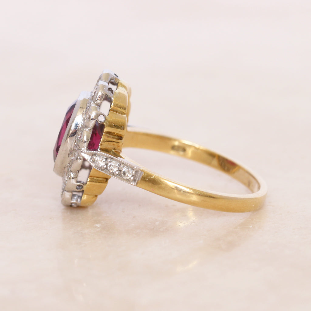 Vintage 2.05 Carat Pink Tourmaline and Diamond Cluster