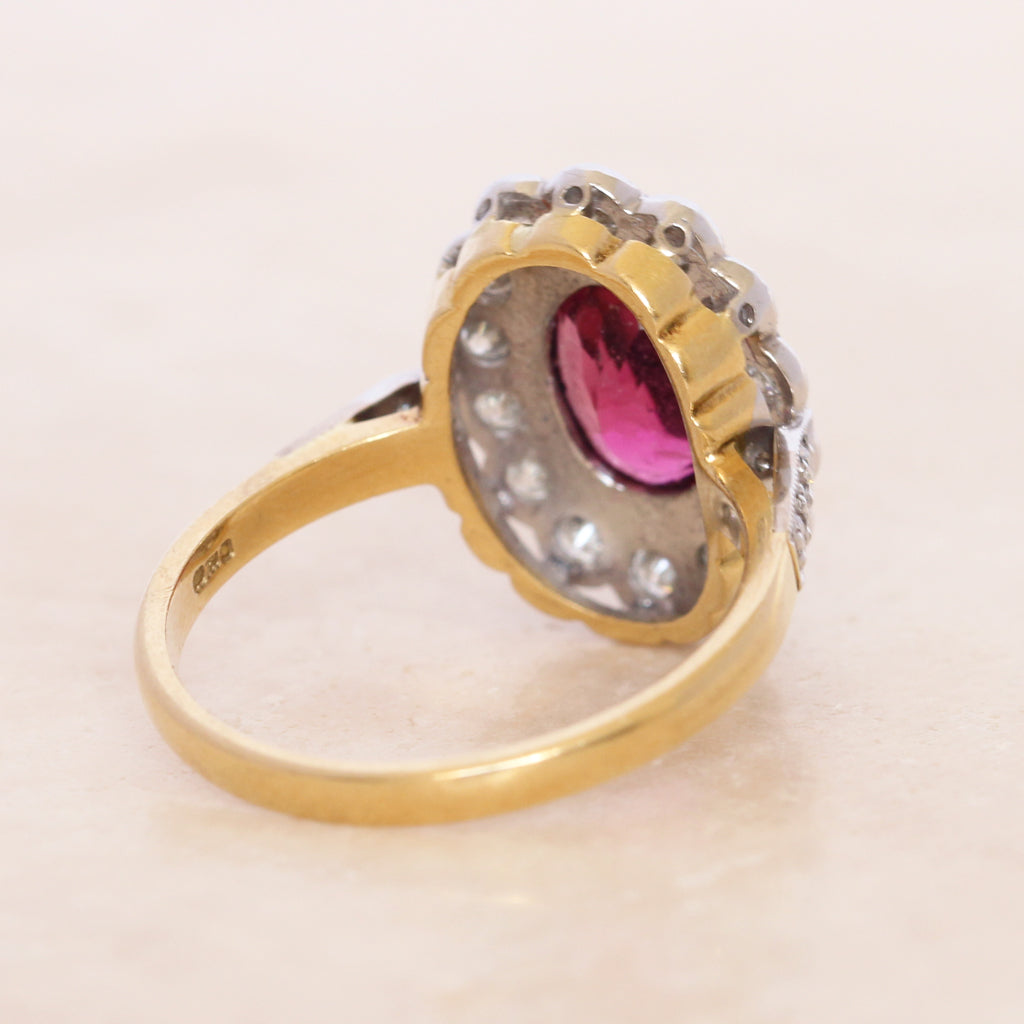 Vintage 2.05 Carat Pink Tourmaline and Diamond Cluster