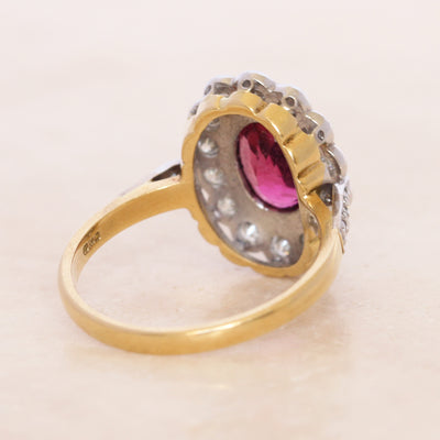 Vintage 2.05 Carat Pink Tourmaline and Diamond Cluster