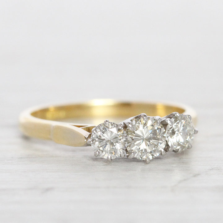 Vintage 0.80 Carat Brilliant Cut Diamond Three Stone
