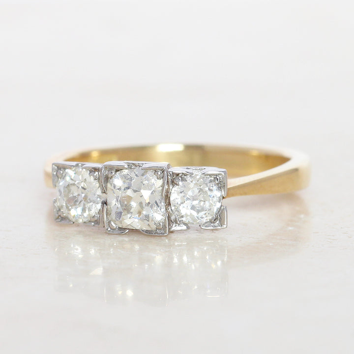 Edwardian Style 1.10 Carat Old Cut Diamond Three Stone