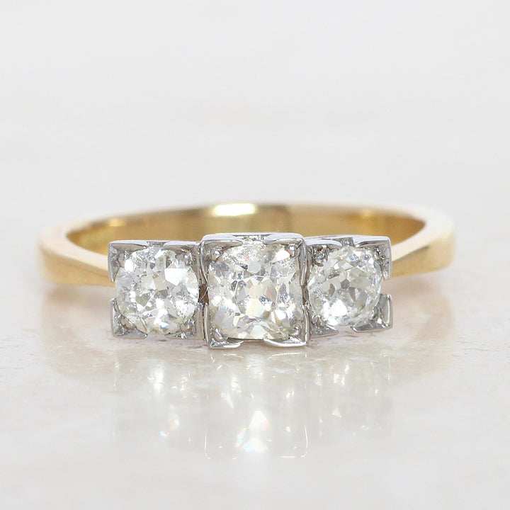 Edwardian Style 1.10 Carat Old Cut Diamond Three Stone