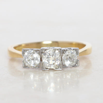 Edwardian Style 1.10 Carat Old Cut Diamond Three Stone
