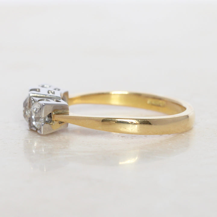 Edwardian Style 1.10 Carat Old Cut Diamond Three Stone