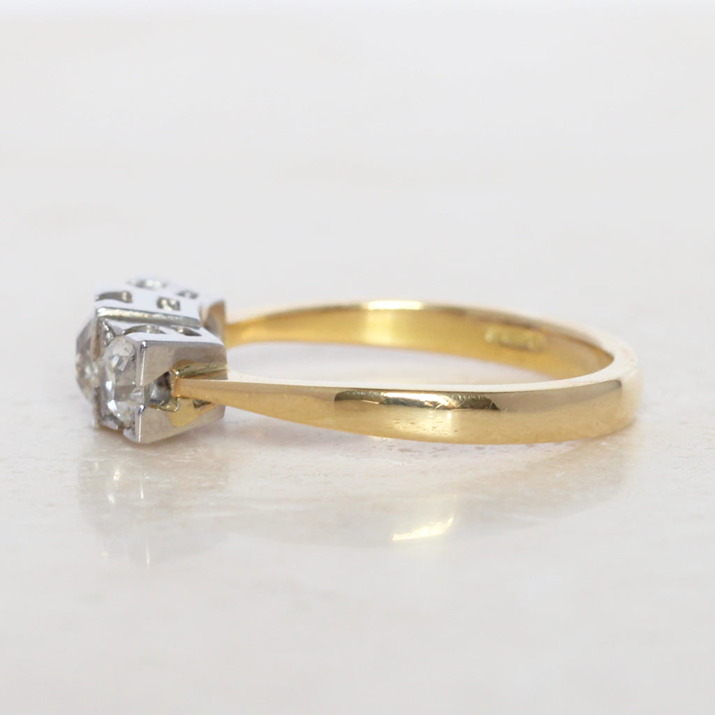 Edwardian Style 1.10 Carat Old Cut Diamond Three Stone