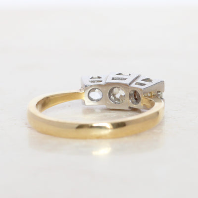 Edwardian Style 1.10 Carat Old Cut Diamond Three Stone