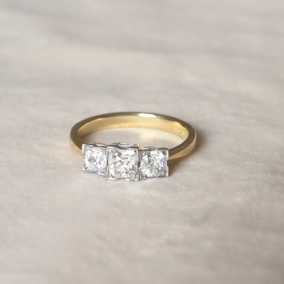Edwardian Style 1.10 Carat Old Cut Diamond Three Stone