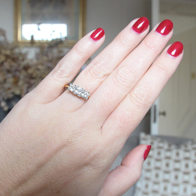 Edwardian Style 1.10 Carat Old Cut Diamond Three Stone