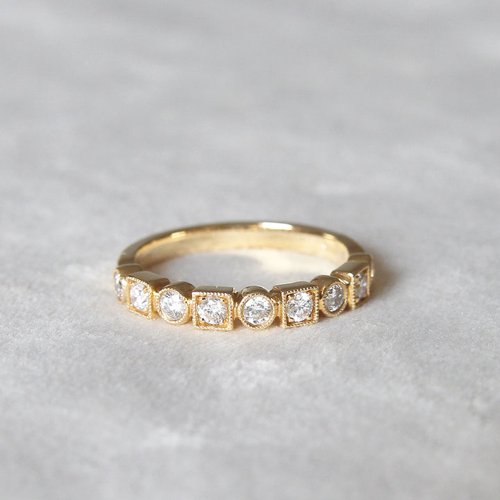 The Clara Diamond Band - Vintage Style Diamond Wedding Band