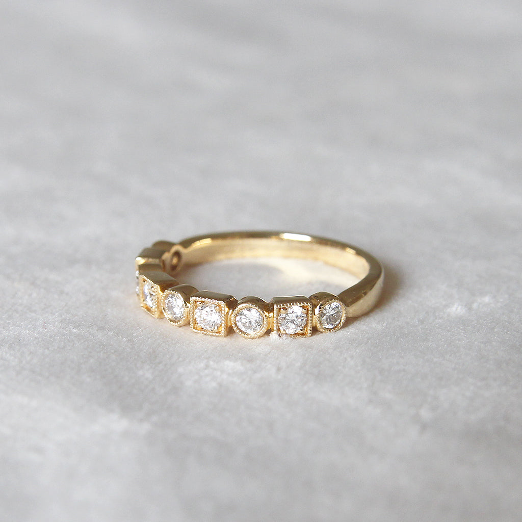 The Clara Diamond Band - Vintage Style Diamond Wedding Band