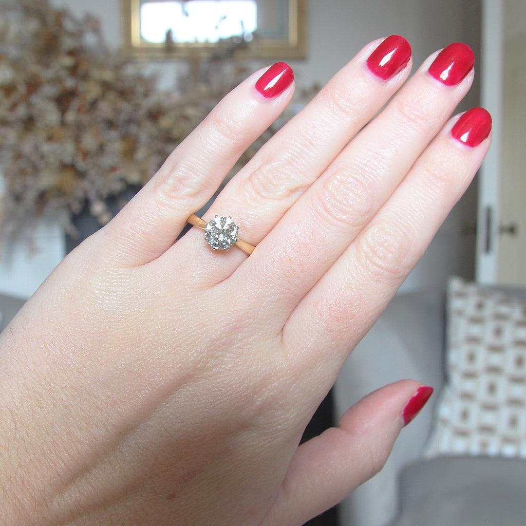 Vintage 1.51 Carat Brilliant Cut Diamond Solitaire