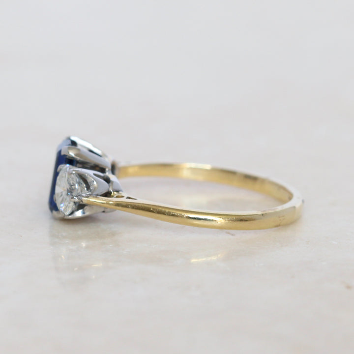 Vintage 1.05 Carat Sapphire and Diamond Three Stone