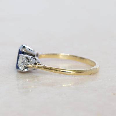 Vintage 1.05 Carat Sapphire and Diamond Three Stone