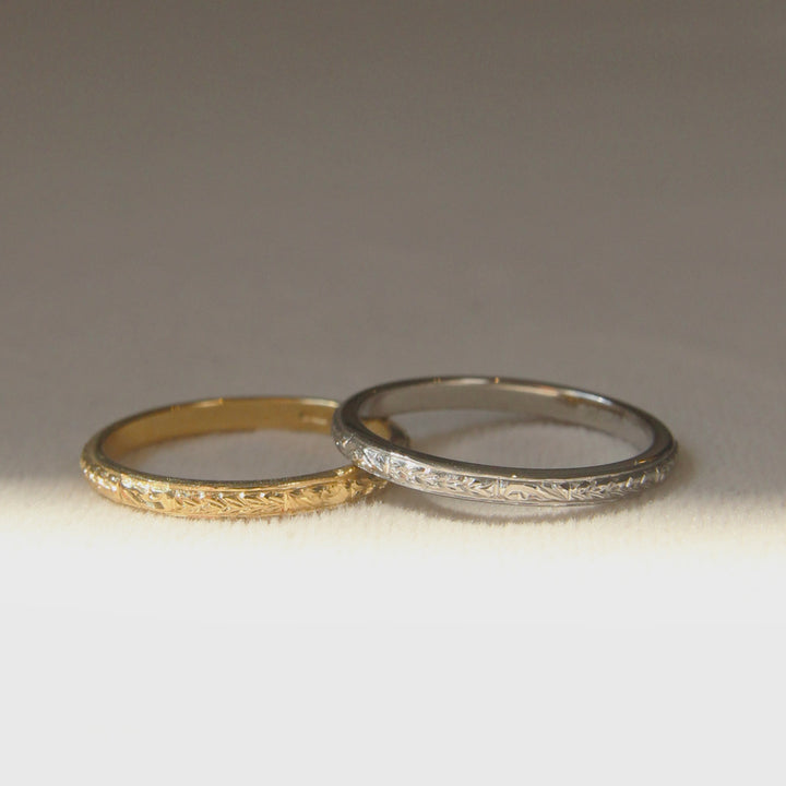 The Grace Wedding Band - Art Deco Style Engraved Wedding Band