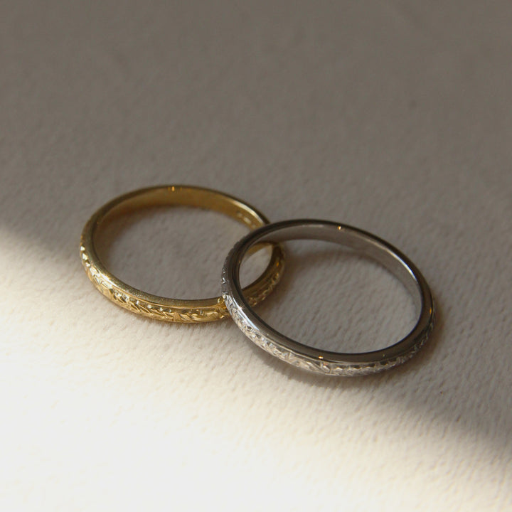 The Grace Wedding Band - Art Deco Style Engraved Wedding Band