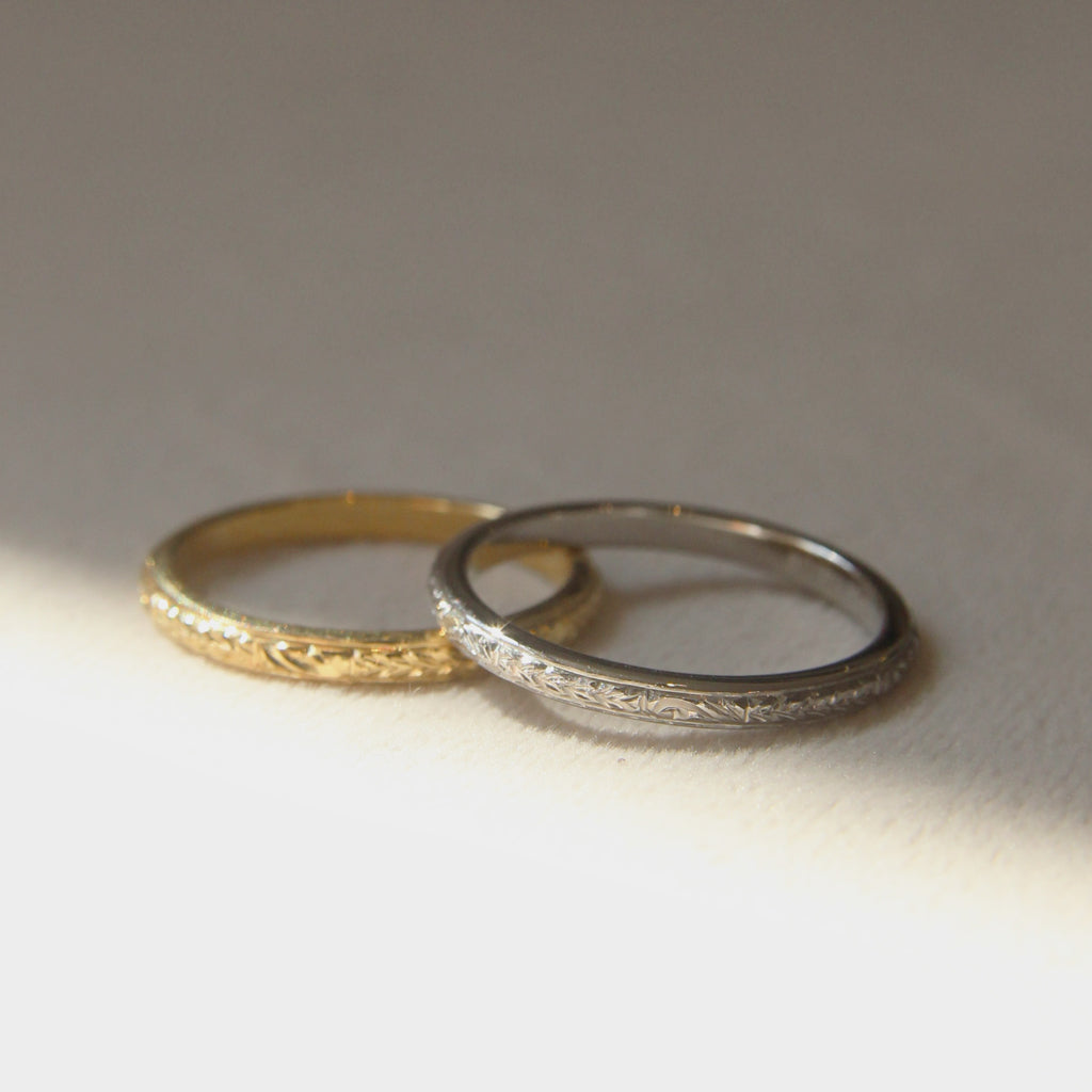 The Grace Wedding Band - Art Deco Style Engraved Wedding Band