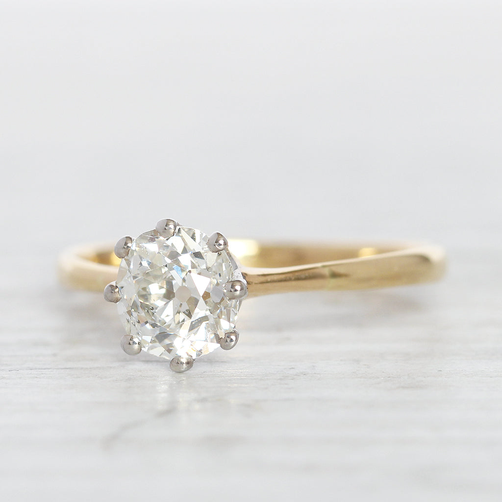 Edwardian 0.85 Carat Old Mine Cut Diamond Solitaire