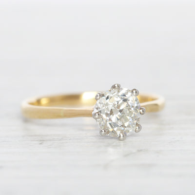 Edwardian 0.85 Carat Old Mine Cut Diamond Solitaire