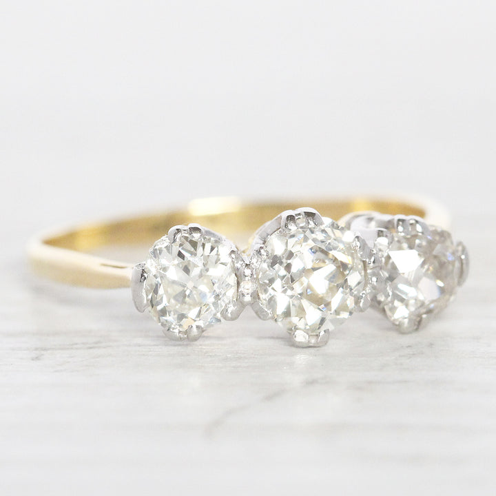 Edwardian 1.20 Carat Old Cut Diamond Three Stone