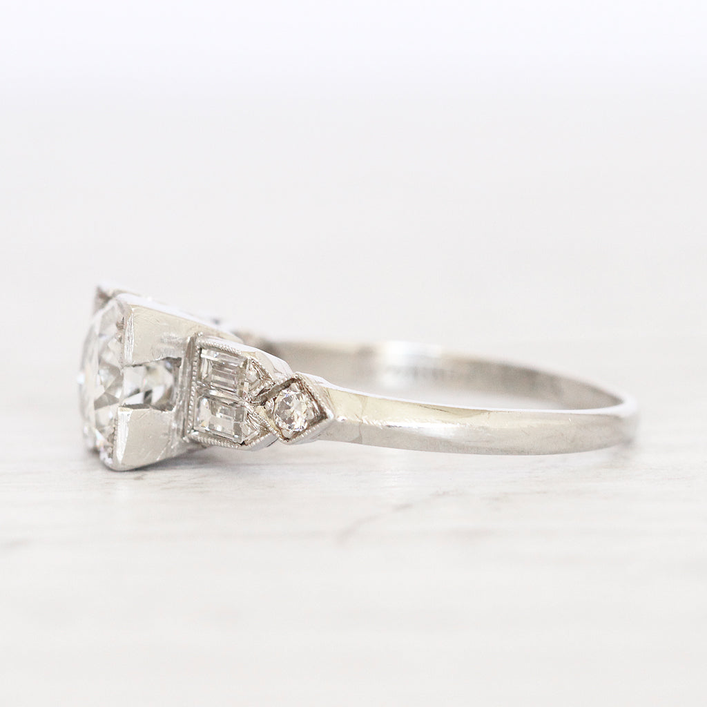 Art Deco 1.25 Carat Transitional Cut Diamond Solitaire with Original Box and Receipt from 1932