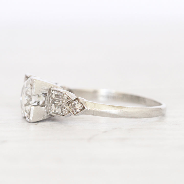 Art Deco 1.25 Carat Transitional Cut Diamond Solitaire with Original Box and Receipt from 1932