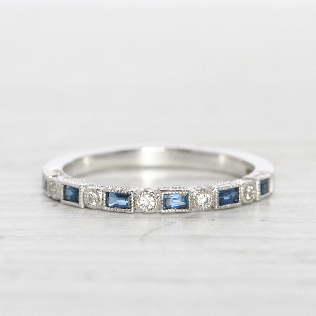 Vintage Style Sapphire and Diamond Band