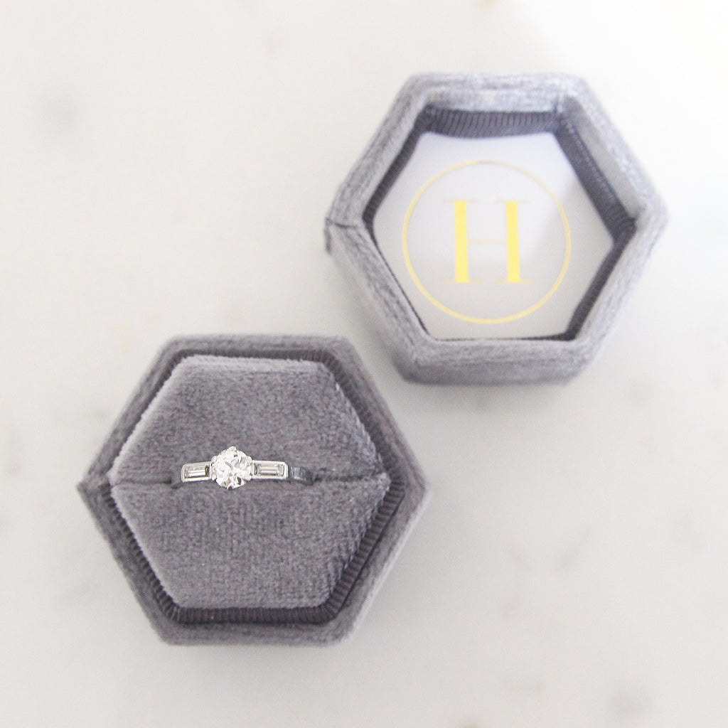 Art Deco 0.50 Carat Old European Cut Diamond Solitaire with Baguette Diamond Shoulders