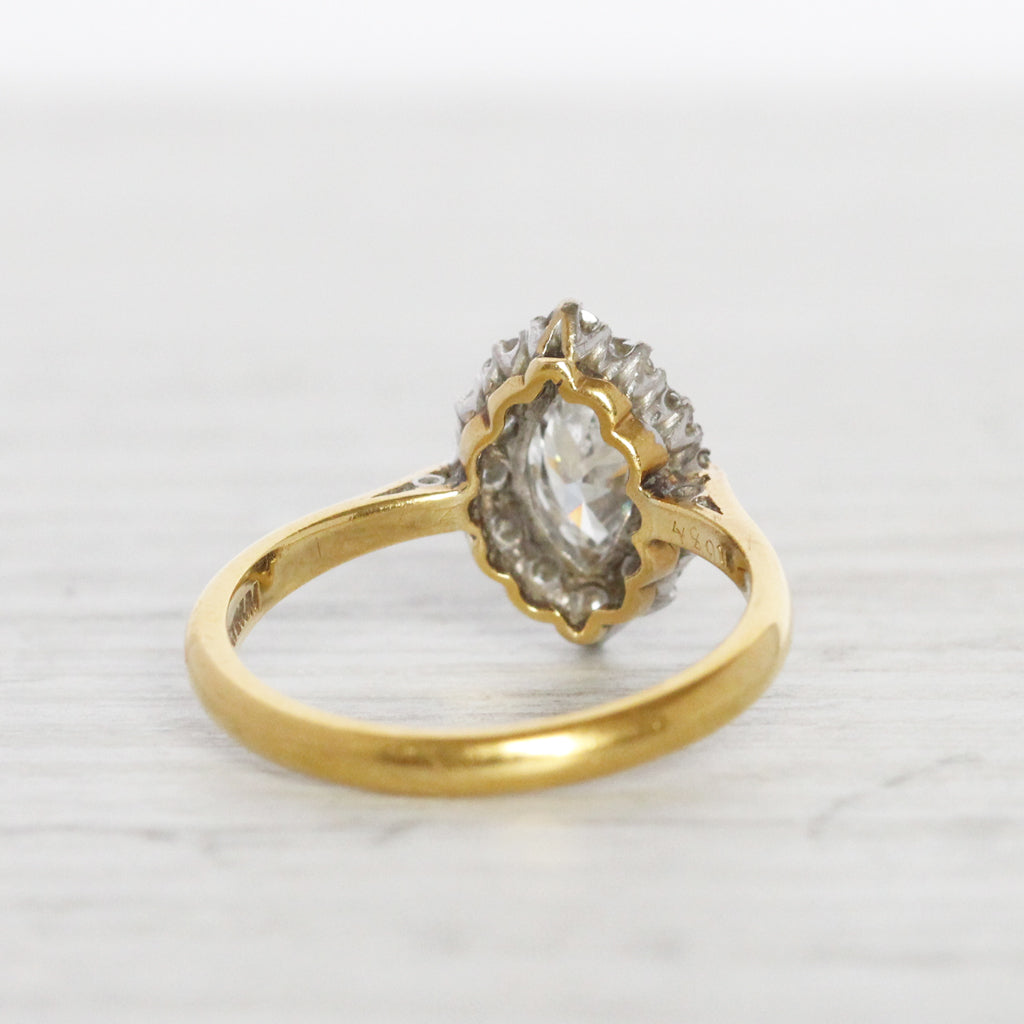 Vintage 0.86 Carat Marquise Diamond Halo Cluster