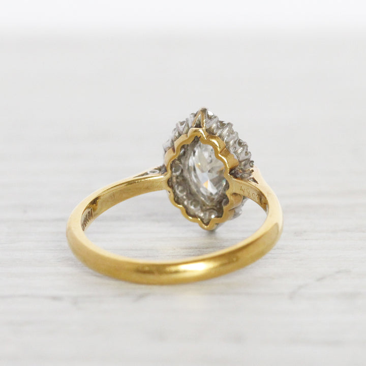 Vintage 0.86 Carat Marquise Diamond Halo Cluster