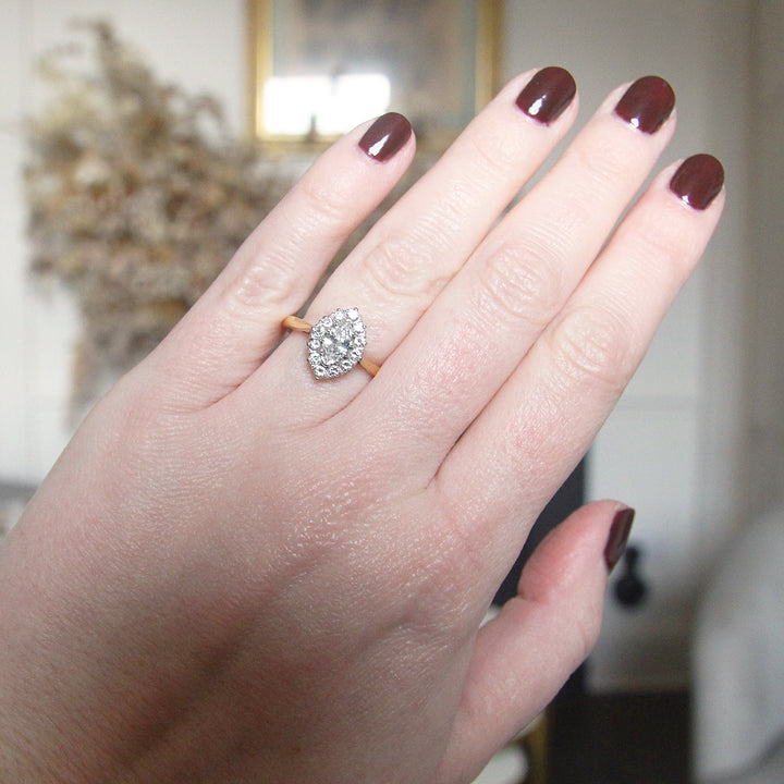Vintage 0.86 Carat Marquise Diamond Halo Cluster