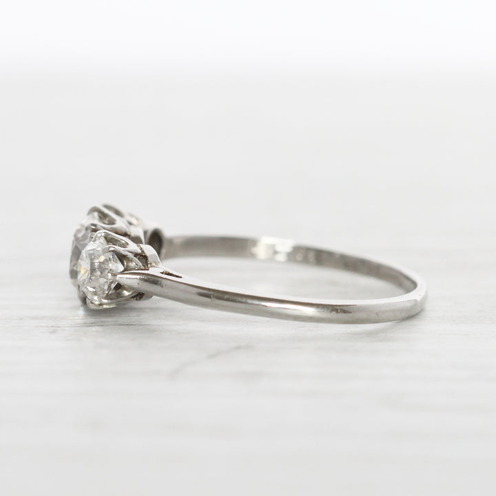 Art Deco 1.60 Carat Old European Cut Diamond Three Stone