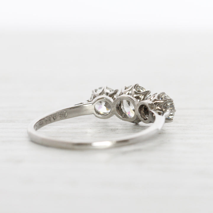 Art Deco 1.60 Carat Old European Cut Diamond Three Stone