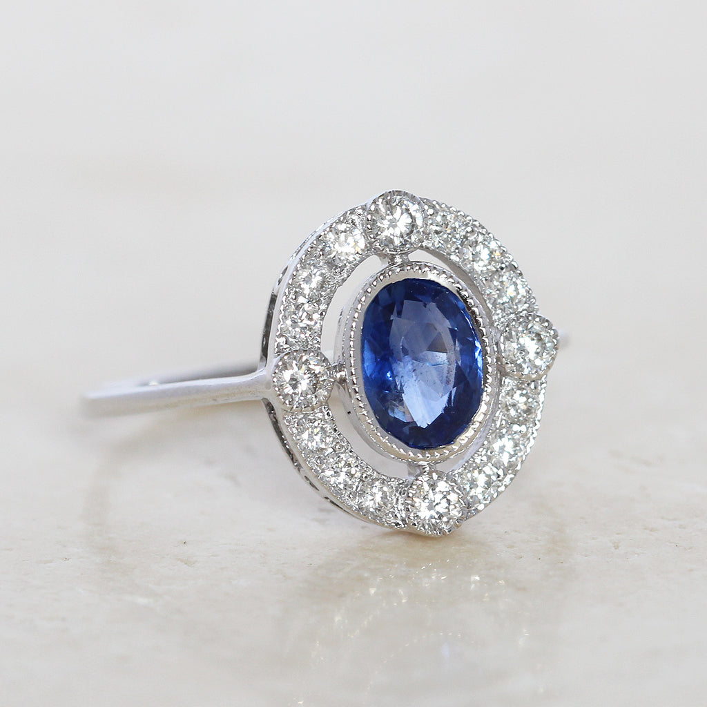 Vintage Style 1.04 Carat Sapphire and Diamond Cluster