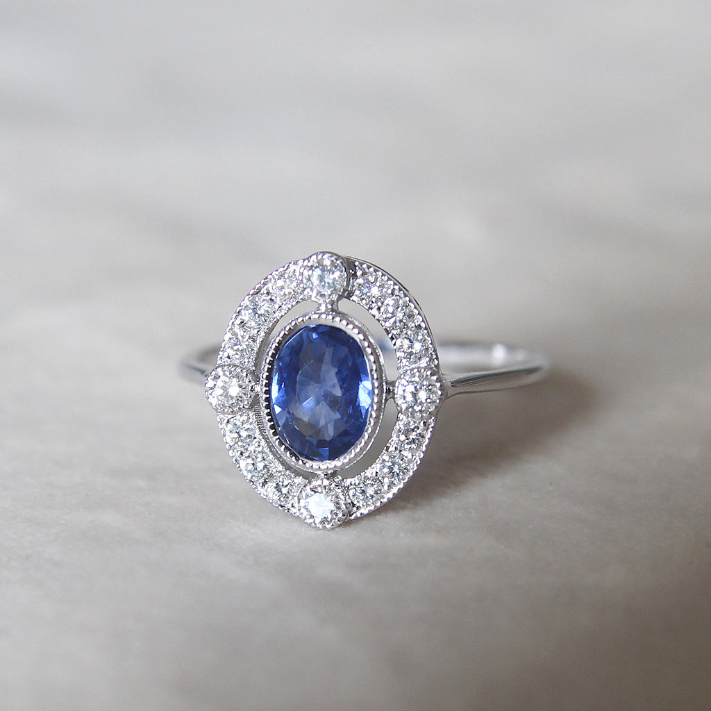 Vintage Style 1.04 Carat Sapphire and Diamond Cluster