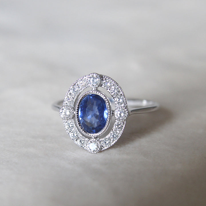 Vintage Style 1.04 Carat Sapphire and Diamond Cluster
