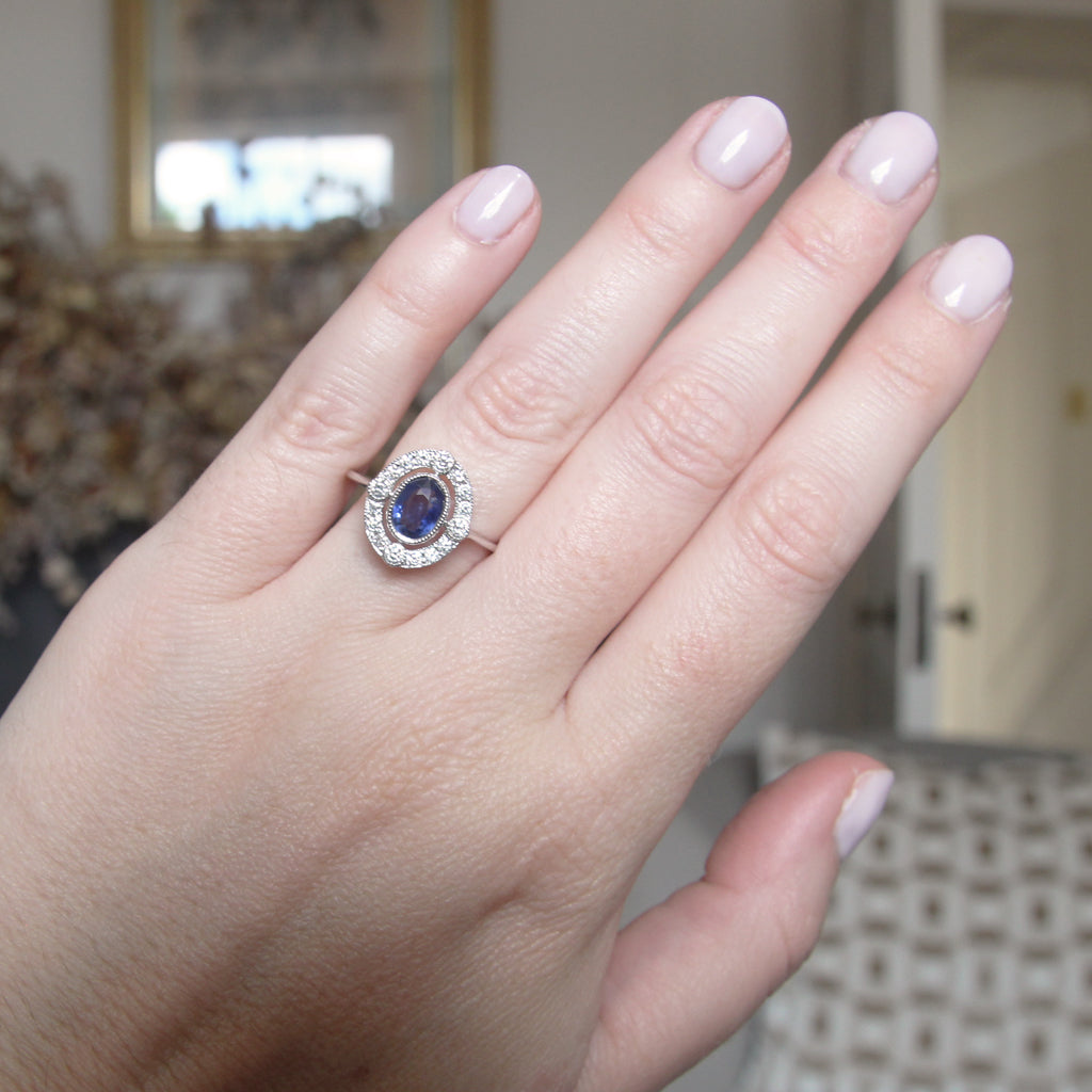 Vintage Style 1.04 Carat Sapphire and Diamond Cluster