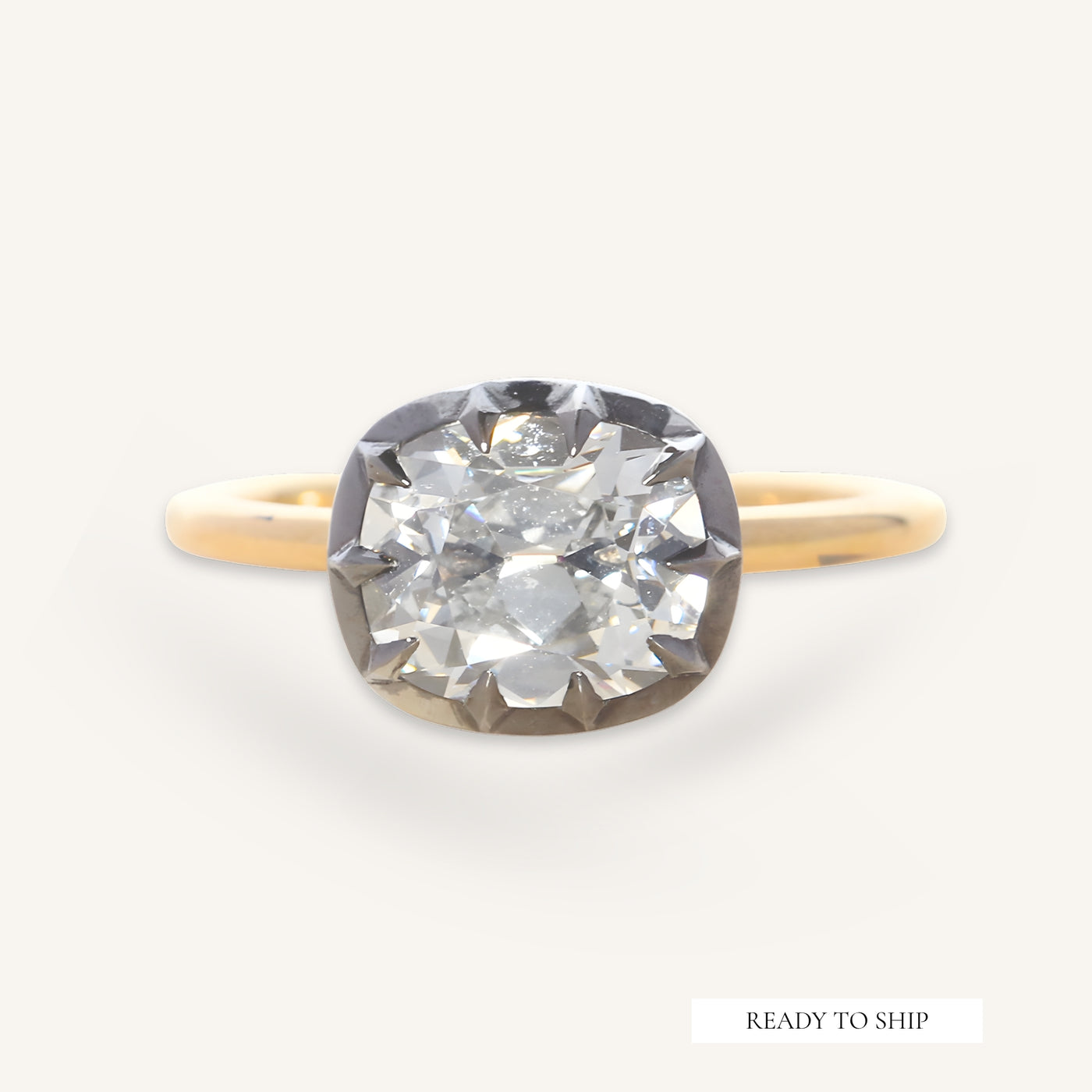 The Henrietta Engagement Ring - 2.09 Carat Antique Cushion Cut Celeste Diamond®
