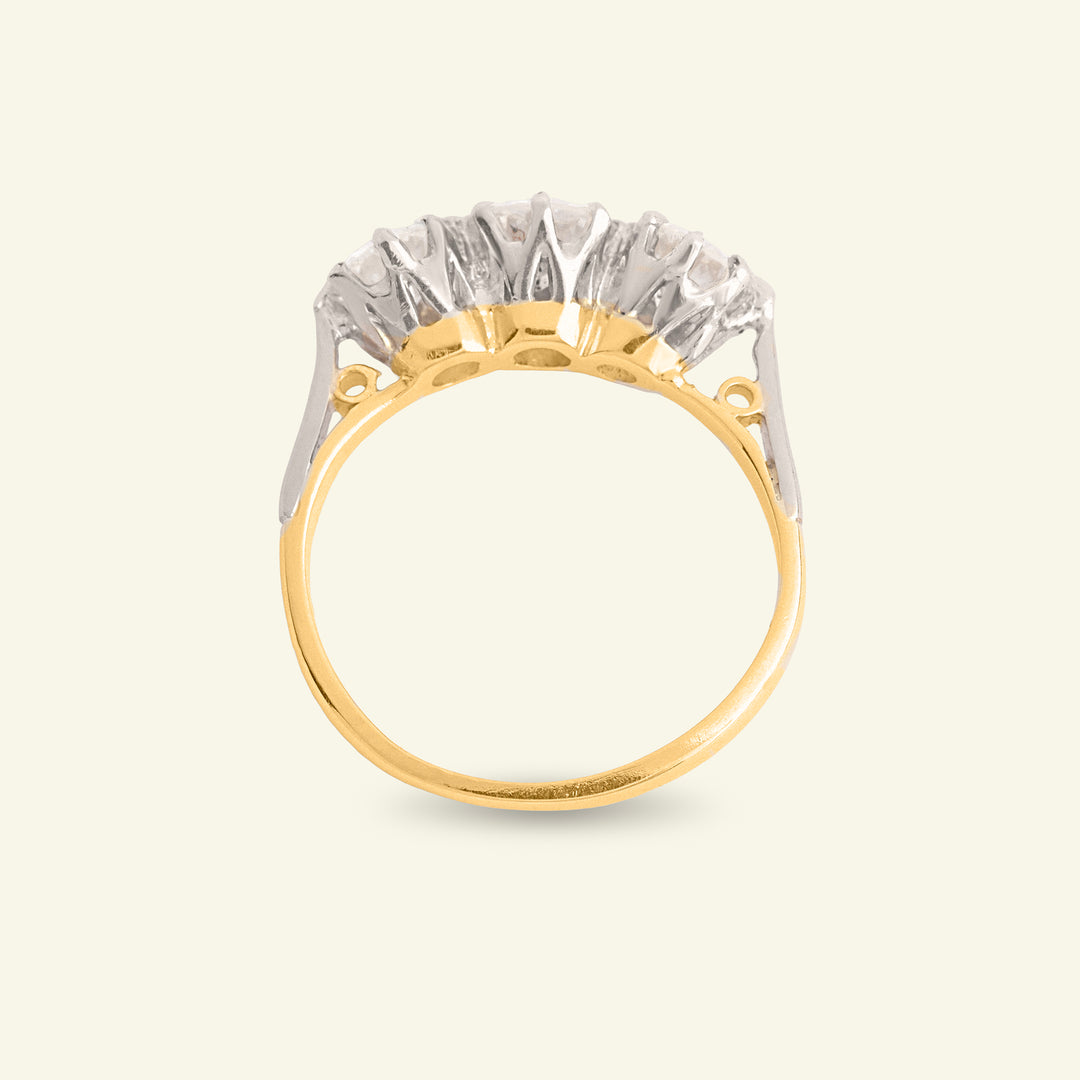 Vintage 1.75 Carat Brilliant Cut Diamond Three Stone