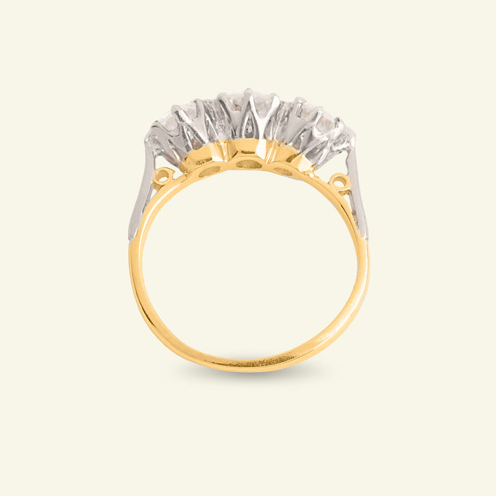 Vintage 1.75 Carat Brilliant Cut Diamond Three Stone