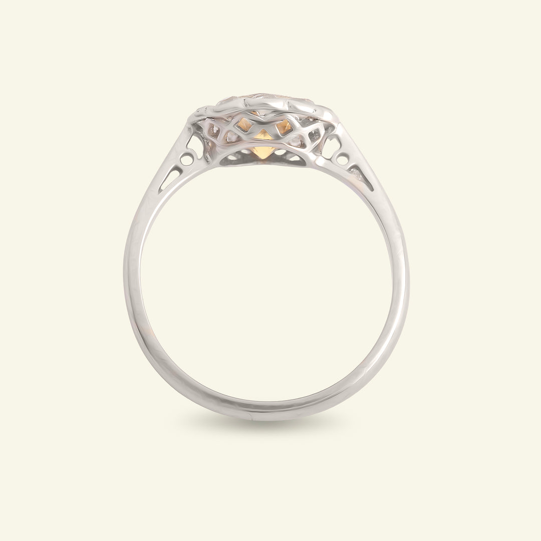 Art Deco Yellow Sapphire and Diamond Cluster