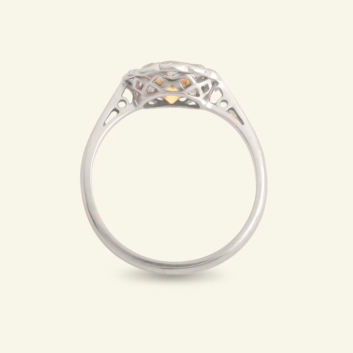 Art Deco Yellow Sapphire and Diamond Cluster