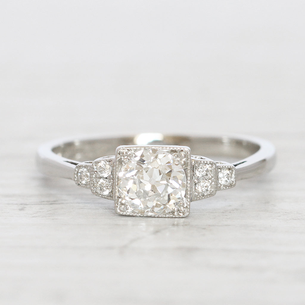 Art Deco Style 0.61 Carat Old European Cut Diamond Solitaire