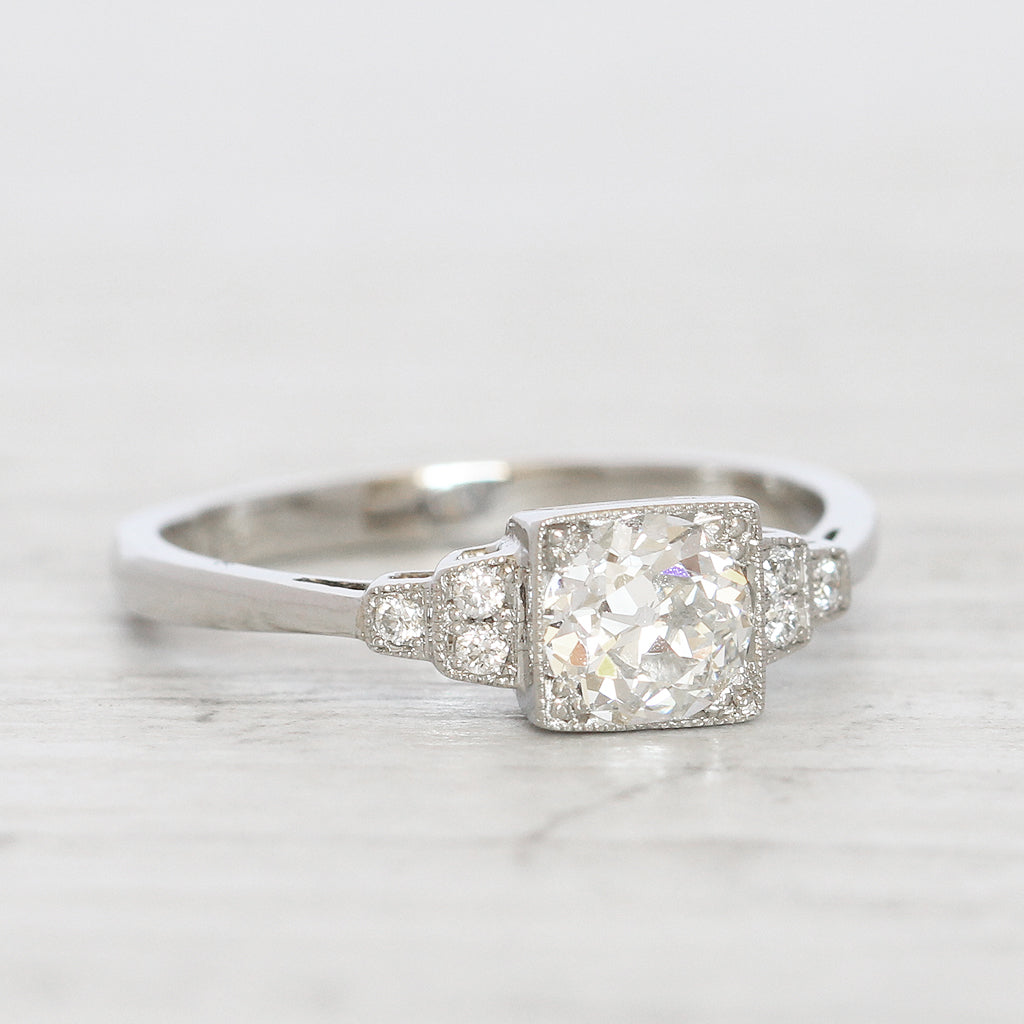 Art Deco Style 0.61 Carat Old European Cut Diamond Solitaire